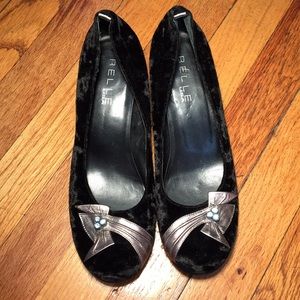 Black velour Belle USA Heels